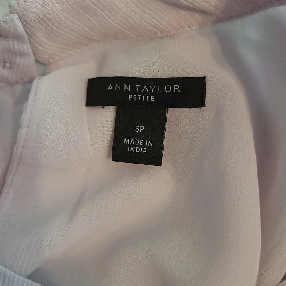 Ann Taylor Mock neck Lavendar Sheer Blouse size S - Picture 2 of 6